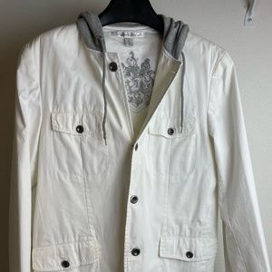 Kenneth Cole White Blazer w/ grey hood